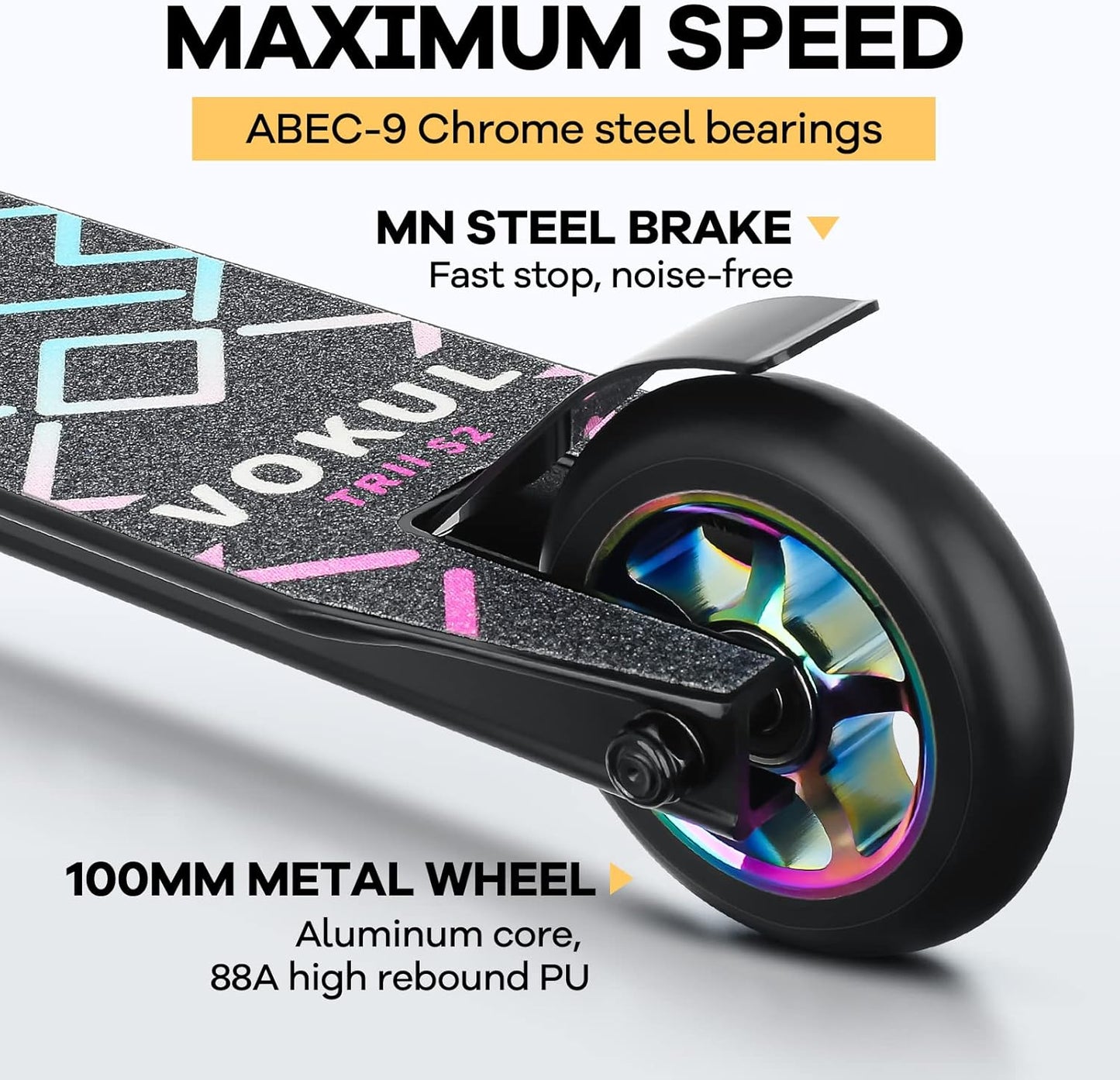 Dluxe Ave. VOKUL S2 Pro Scooters for Kids Age 6-12 | Colorful Stunt Scooter for Beginners Teens  (Neo)