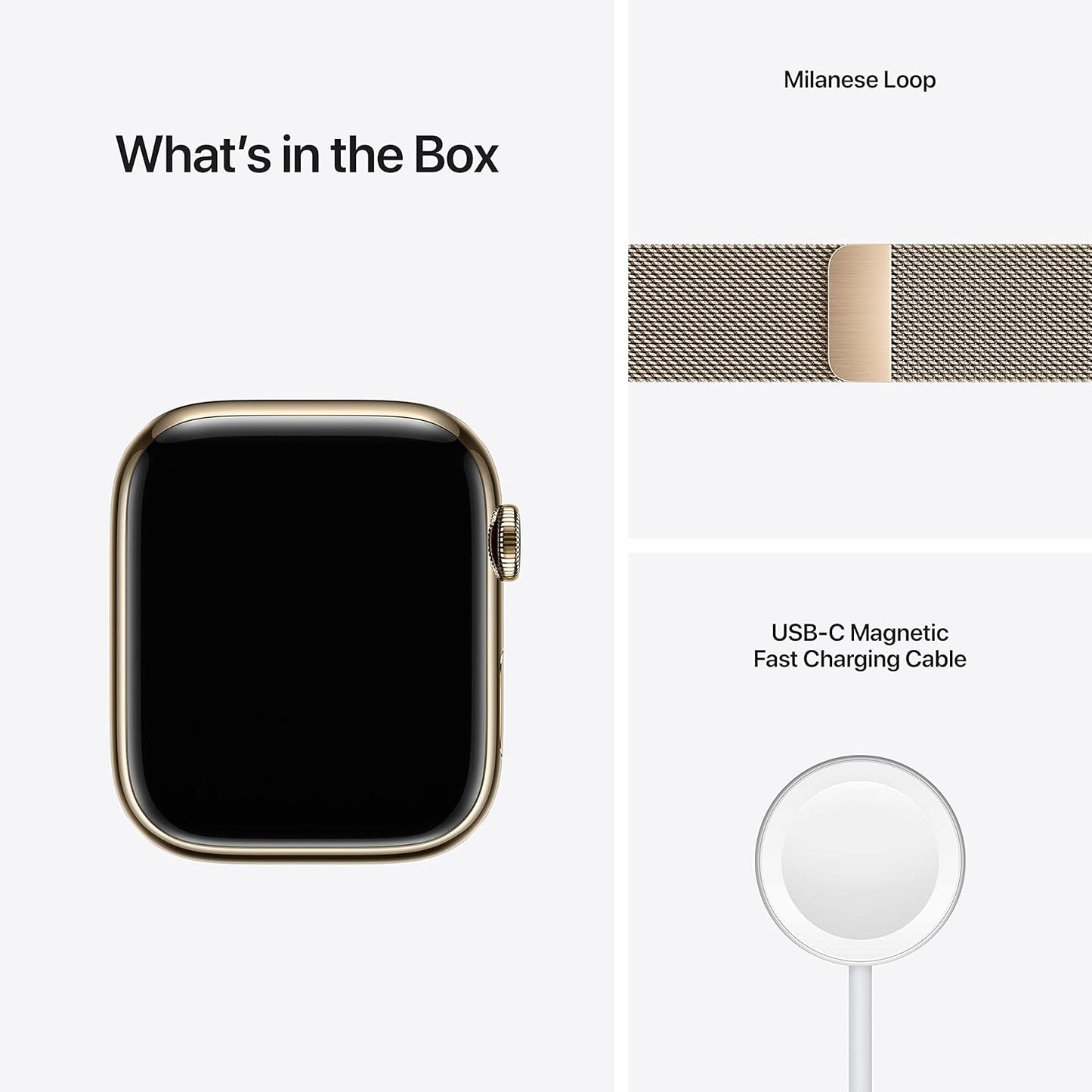 Dluxe Ave. Apple Watch Series 7 (GPS + Cellular 45MM) Gold Stainless Steel Case with Gold Milanese Loop (Renewed)