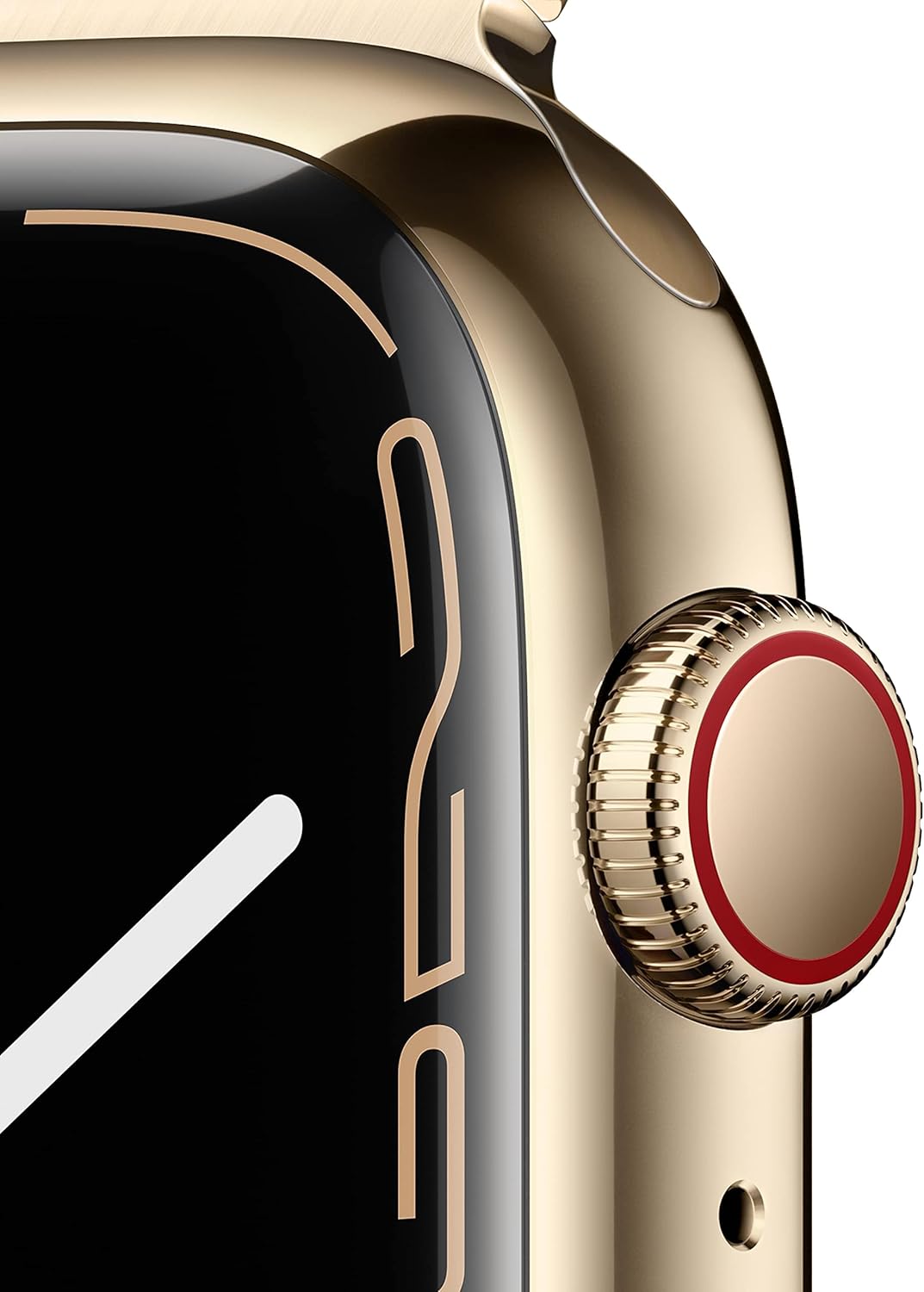 Dluxe Ave. Apple Watch Series 7 (GPS + Cellular 45MM) Gold Stainless Steel Case with Gold Milanese Loop (Renewed)