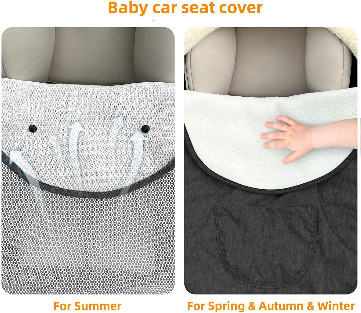Dluxe Ave. Baby Car Seat Cover Winter Car Seat Cover for BabiesInfant Car Seat Cover for Boys & Girls-Keeps Baby Warm & Cozy2 in 1 Universal Baby Carseat Cover Fit for All Season