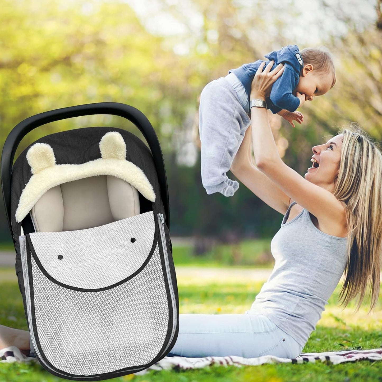 Dluxe Ave. Baby Car Seat Cover Winter Car Seat Cover for BabiesInfant Car Seat Cover for Boys & Girls-Keeps Baby Warm & Cozy2 in 1 Universal Baby Carseat Cover Fit for All Season