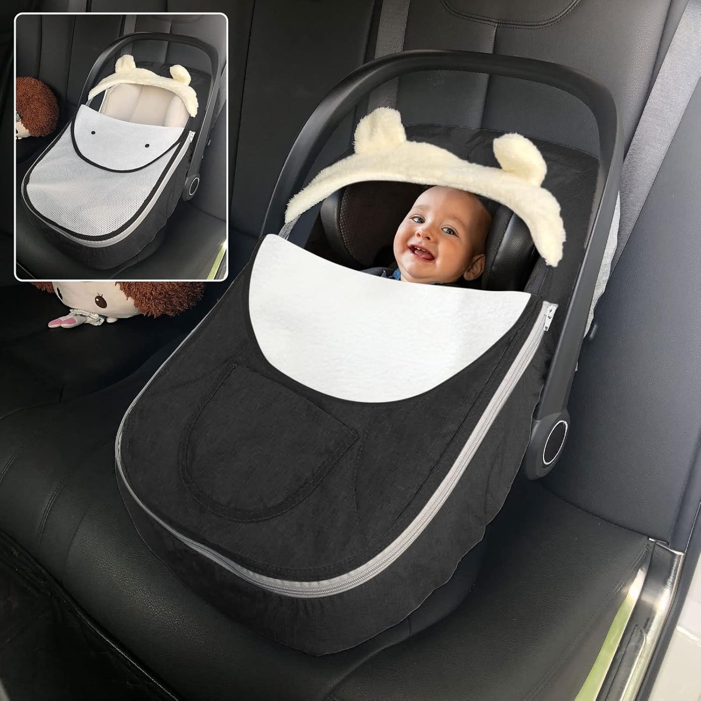 Dluxe Ave. Baby Car Seat Cover Winter Car Seat Cover for BabiesInfant Car Seat Cover for Boys & Girls-Keeps Baby Warm & Cozy2 in 1 Universal Baby Carseat Cover Fit for All Season