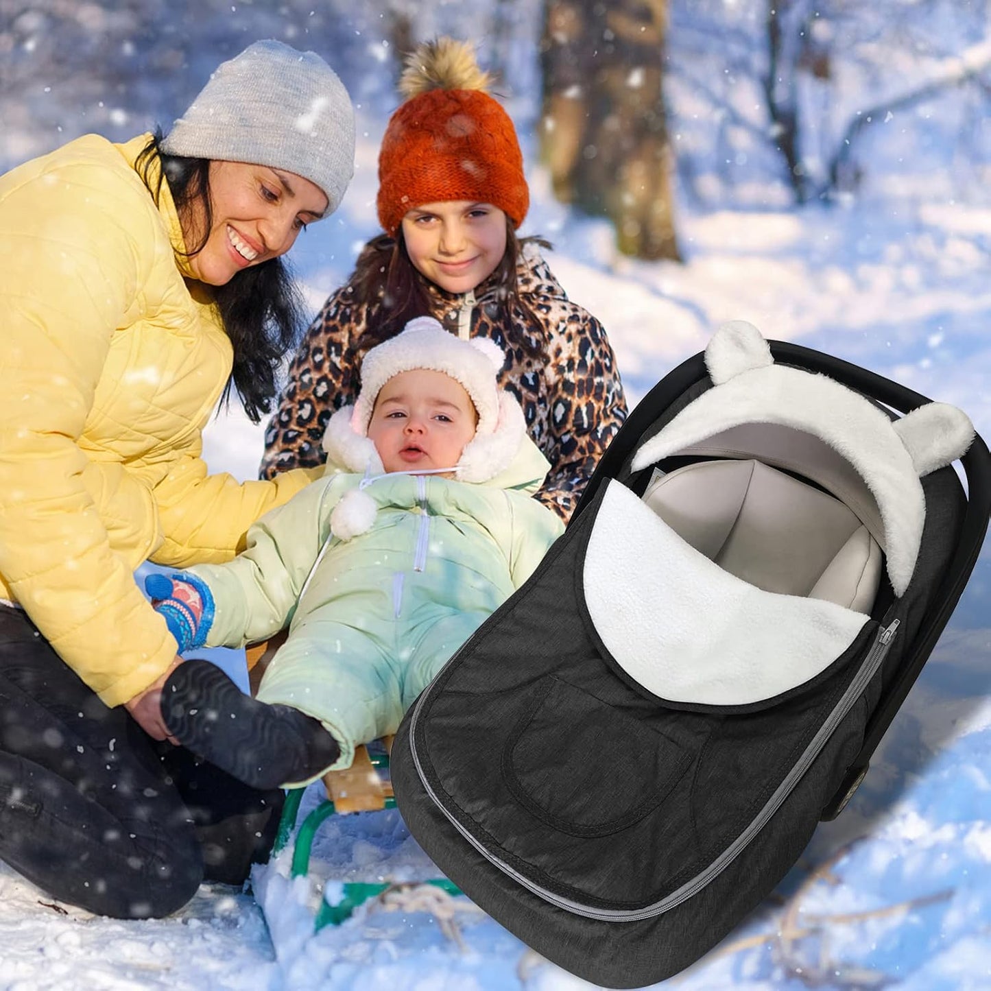 Dluxe Ave. Baby Car Seat Cover Winter Car Seat Cover for BabiesInfant Car Seat Cover for Boys & Girls-Keeps Baby Warm & Cozy2 in 1 Universal Baby Carseat Cover Fit for All Season