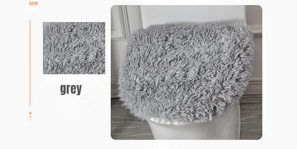 Dluxe Ave. Soft Bathroom Carpet 3 Piece Bathroom Rugs and Mats Sets Non-Slip  (Grey)