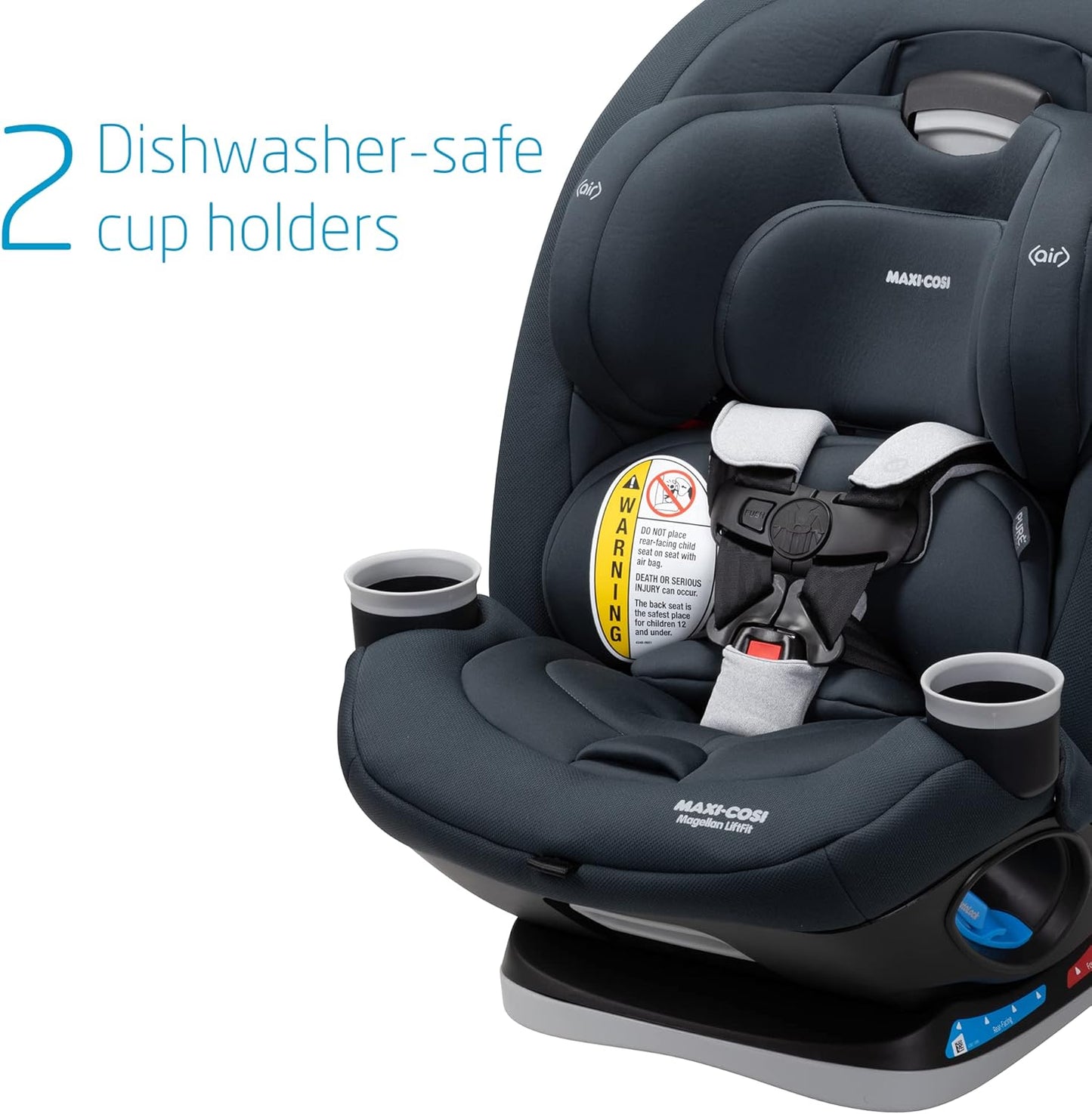 Dluxe Ave. Maxi-Cosi Magellan LiftFit Convertible Car Seat 5-in-1 Converts from Rear Facing Car Seat to Forward Facing Car Seat and Booster Car Seat (5-100 lbs) From Birth to 10 Years Essential Graphite