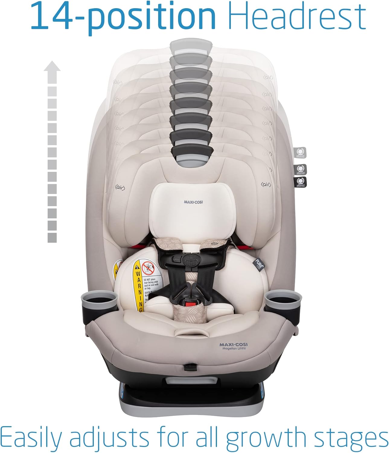 Dluxe Ave. 5-in-1 Converts from Rear Facing Car Seat to Forward Facing/ Booster Seat (5-100 lbs) From Birth to 10 Years/ Topia Tan