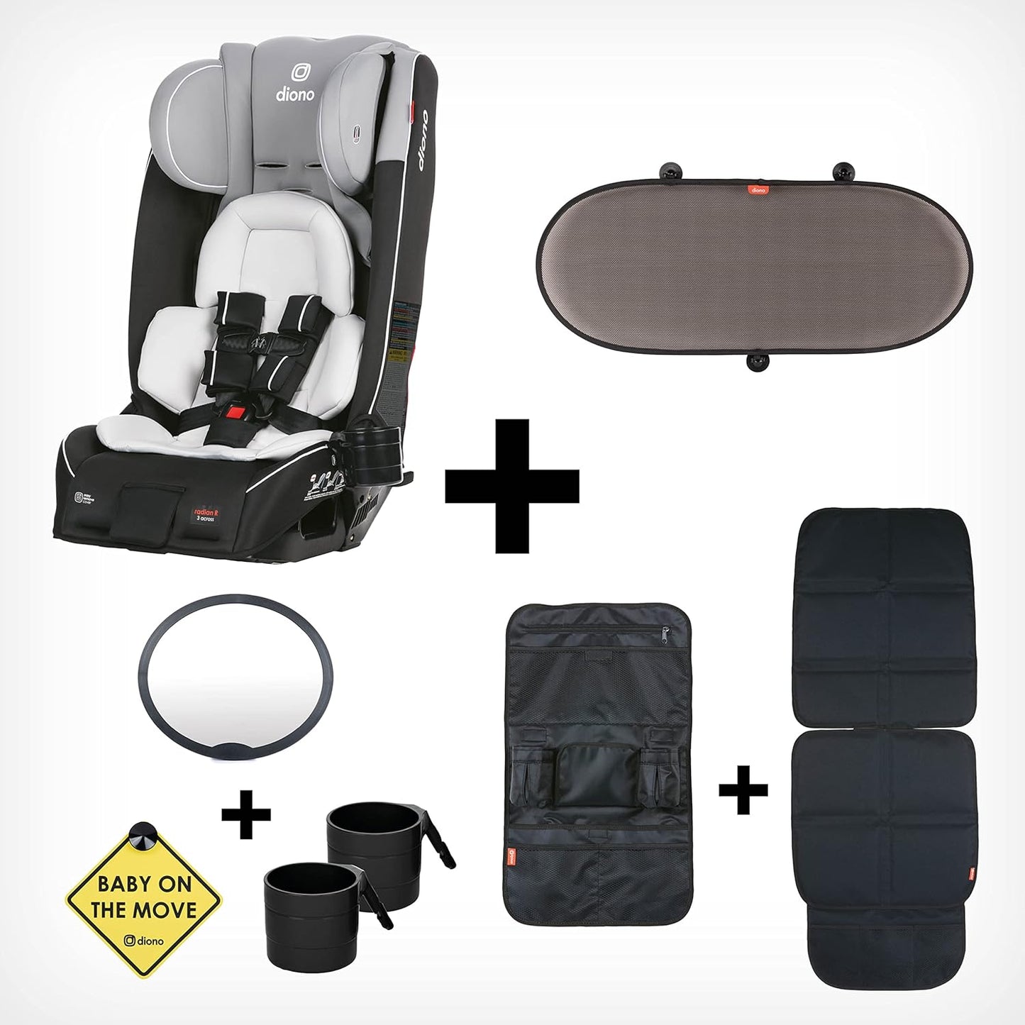 Dluxe Ave. 4-in-1 Convertible Car Seat Extended Rear and Forward Facing/ Baby Car Mirror/  Black