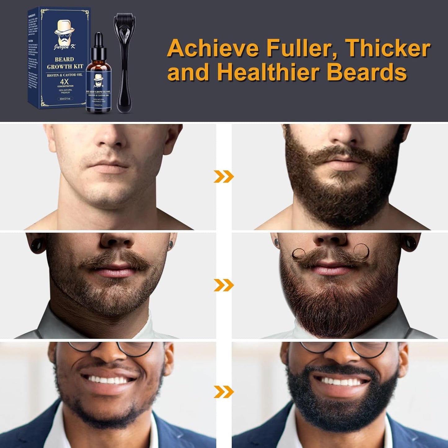 Dluxe Ave. Beard Kit for Men with Beard Growth Oil/ 2 Packs