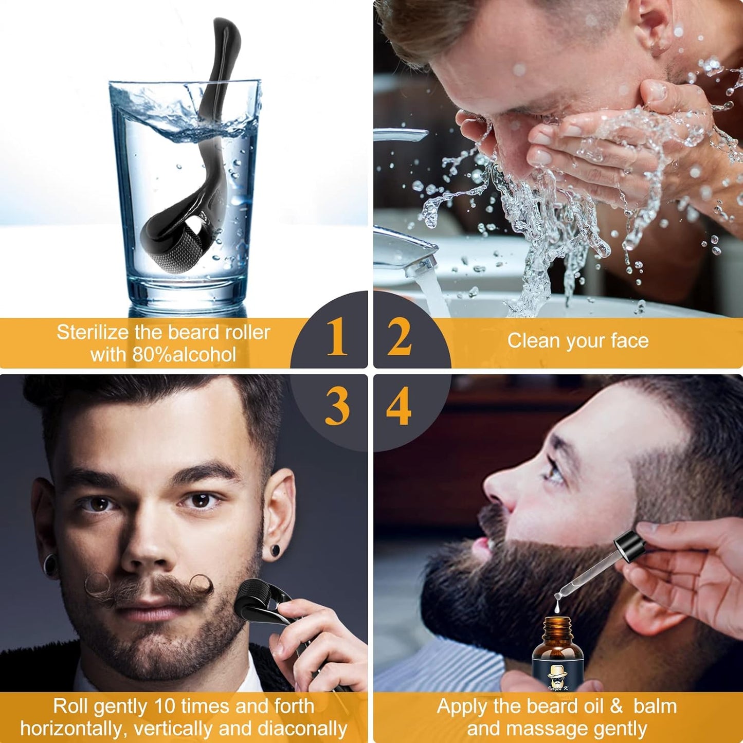 Dluxe Ave. Beard Kit for Men with Beard Growth Oil/ 2 Packs