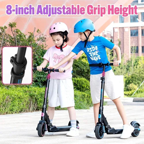 Dluxe Ave. Electric Scooter for Kids Ages 6-12, Up to 9.3 MPH & 5 Miles, Colorful LED Lights Lightweight (Black Pink)
