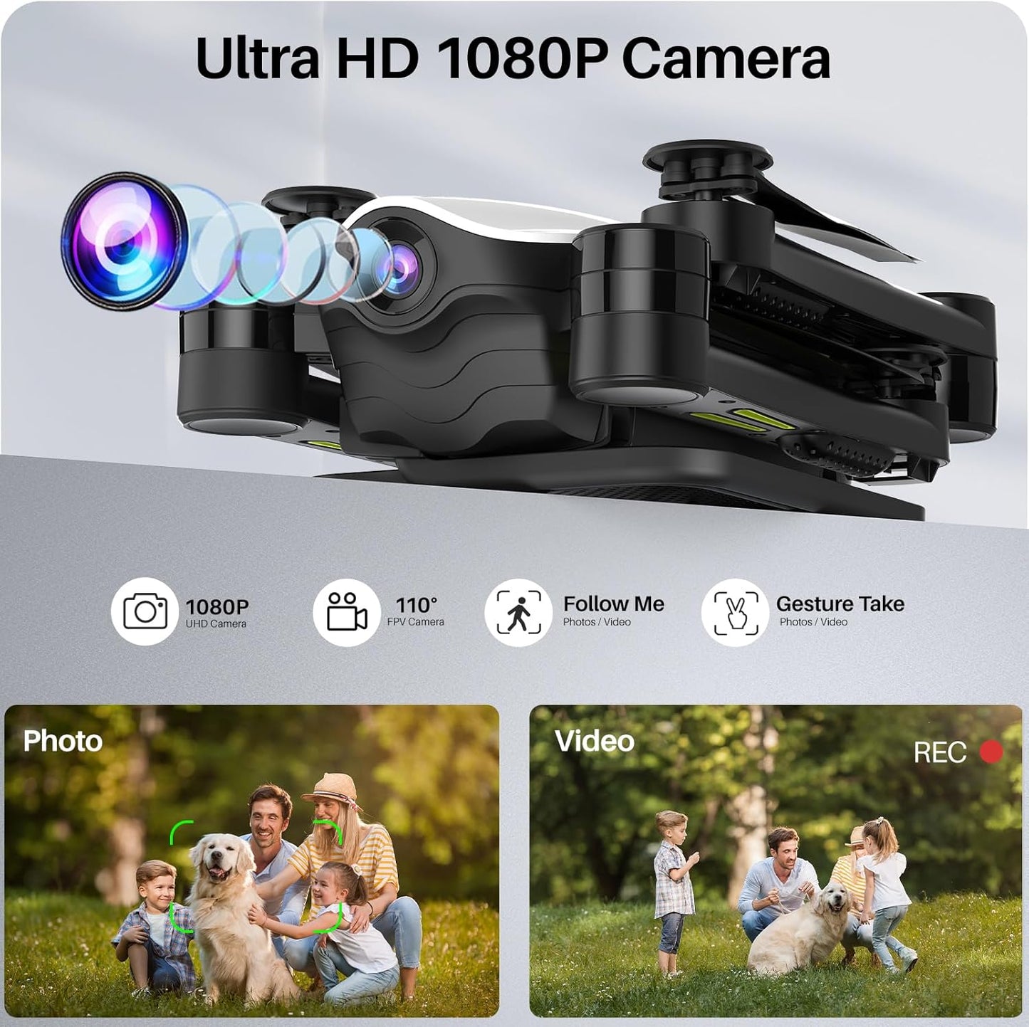 Dluxe Ave. Drone Optical Flow Positioning/ RC Quadcopter with 1080P HD Camera/ 3D Flips 6axis RTF / Matte White