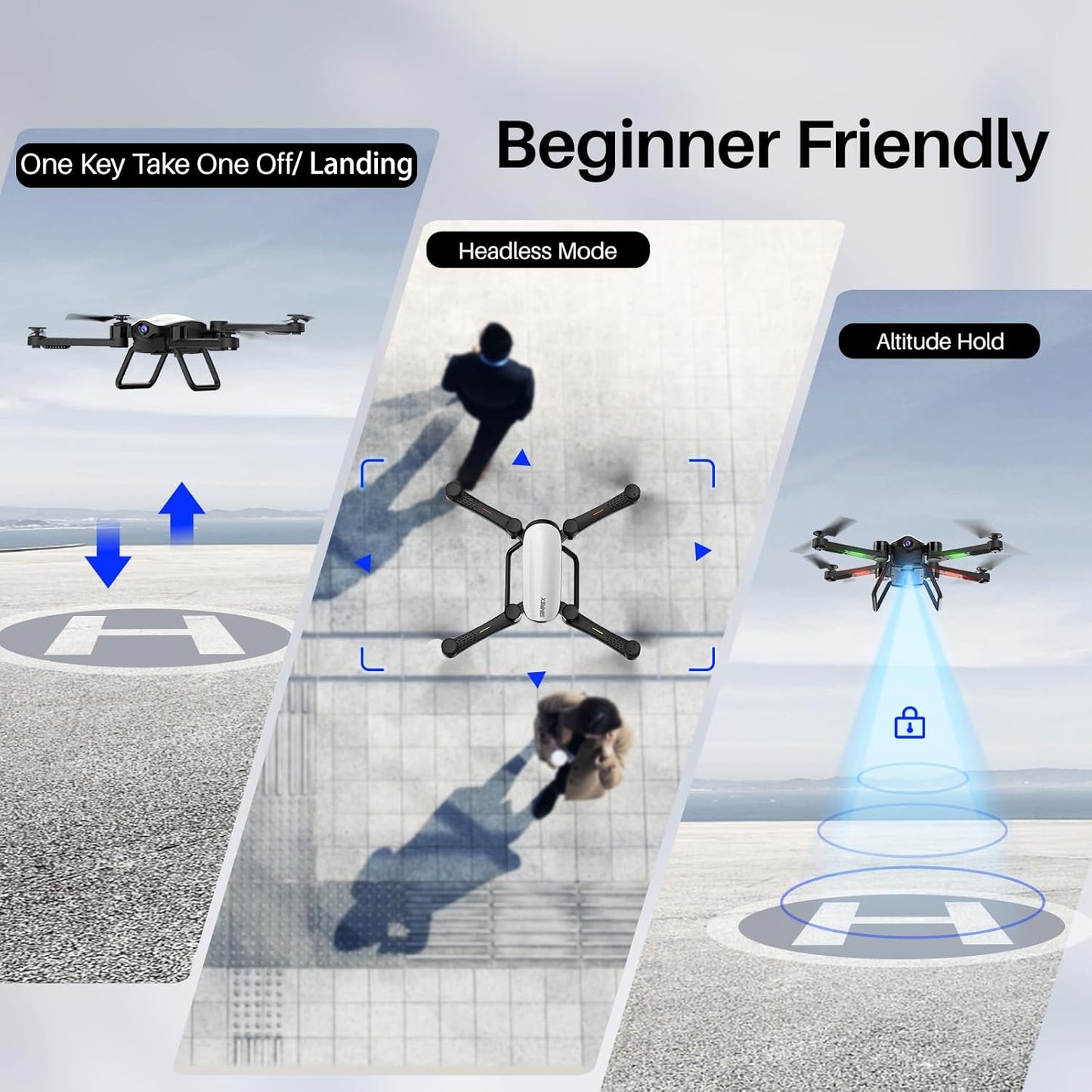 Dluxe Ave. Drone Optical Flow Positioning/ RC Quadcopter with 1080P HD Camera/ 3D Flips 6axis RTF / Matte White