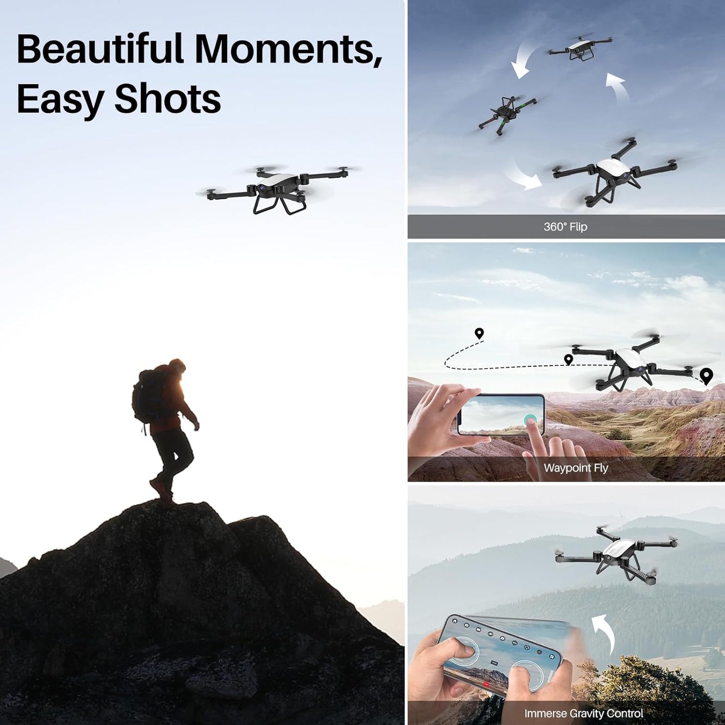 Dluxe Ave. Drone Optical Flow Positioning/ RC Quadcopter with 1080P HD Camera/ 3D Flips 6axis RTF / Matte White