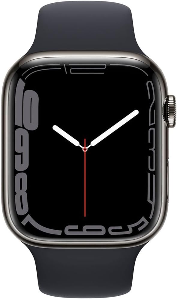 Dluxe Ave. Apple Watch Series 7 [GPS + Cellular 41mm] Graphite Stainless Steel Case with Midnight Sport Band (Renewed)