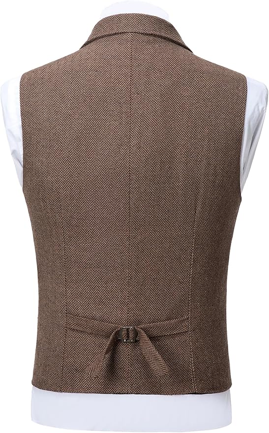 Dluxe Ave. (LARGE)  Mens Tweed Suit Vintage Vest/ Herringbone Wool/ Waistcoat/ Navy