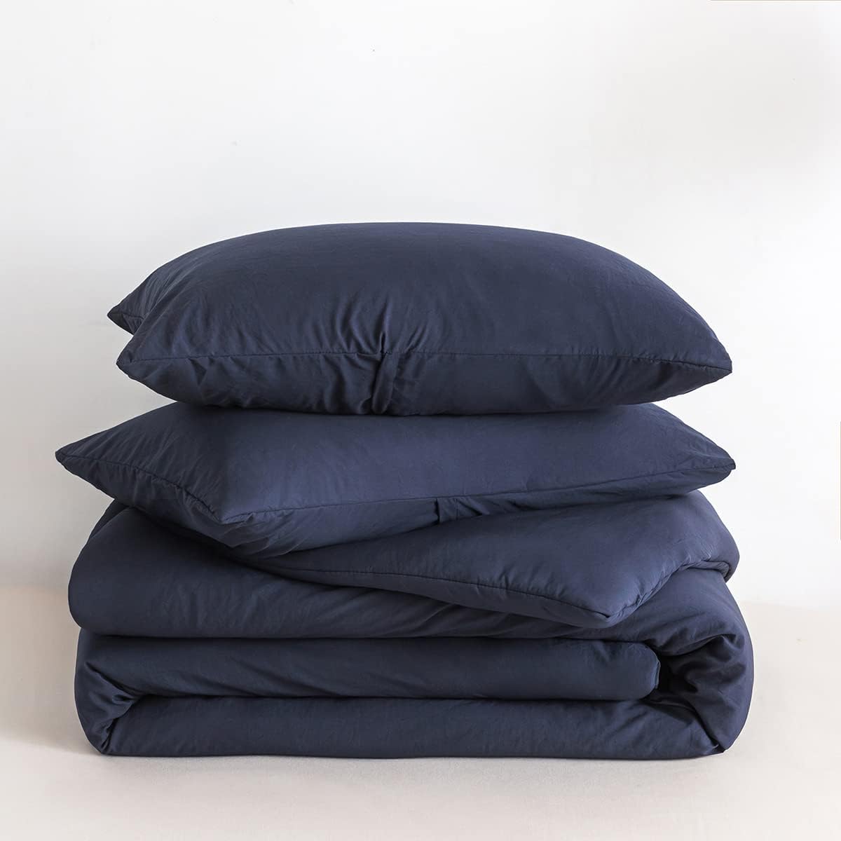Dluxe Ave. ( CALI./ KING ) 3 Pcs Comforter Set/ Double Silky Soft, Reversible Shaggy Fluffy Comforter/ Dark Navy Blue