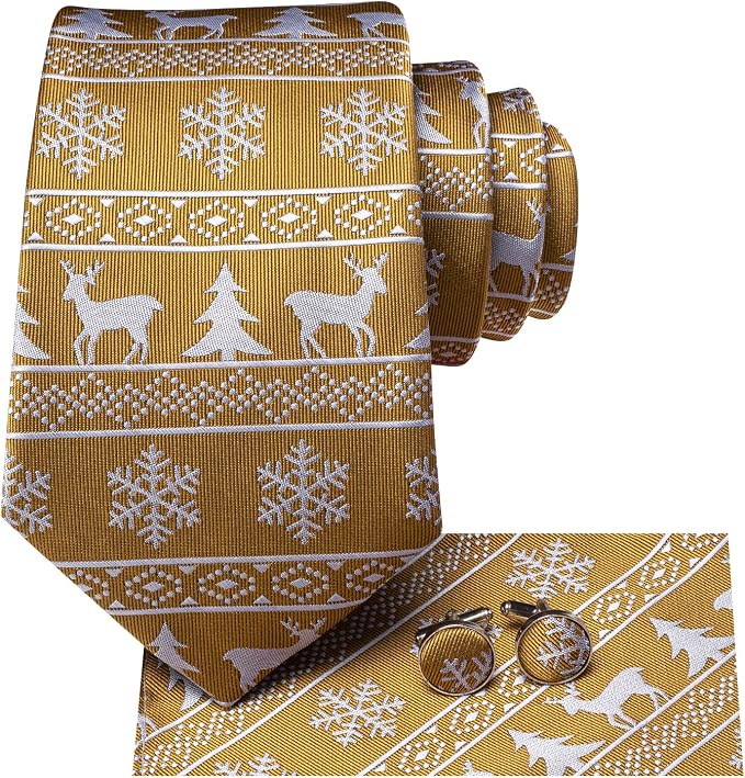 Dluxe Ave. Silk Ties for Men Green Red Black Mens Ties Set Dark Gold