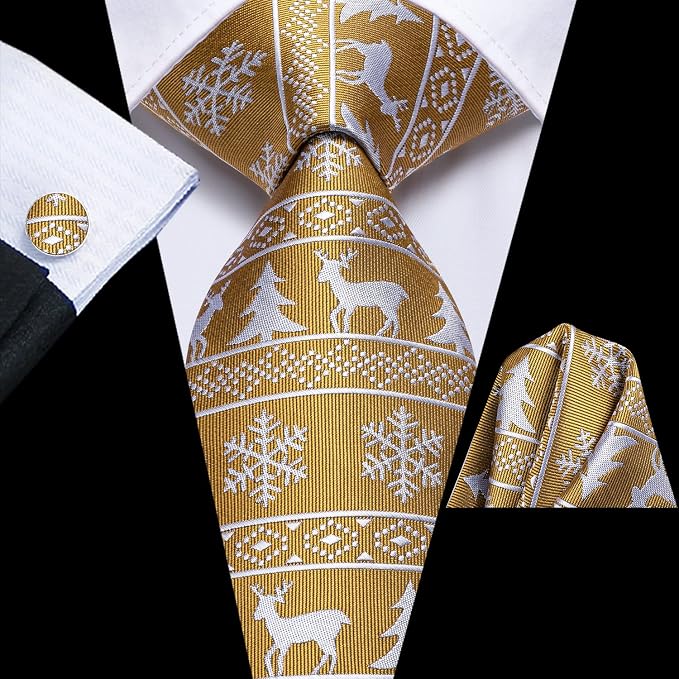 Dluxe Ave. Silk Ties for Men Green Red Black Mens Ties Set Dark Gold