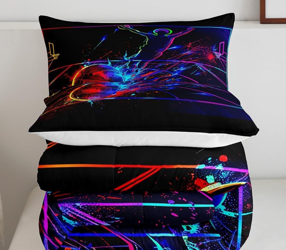 Dluxe Ave. ( FULL ) 3Pcs Comforter Set/ Red Blue & Black