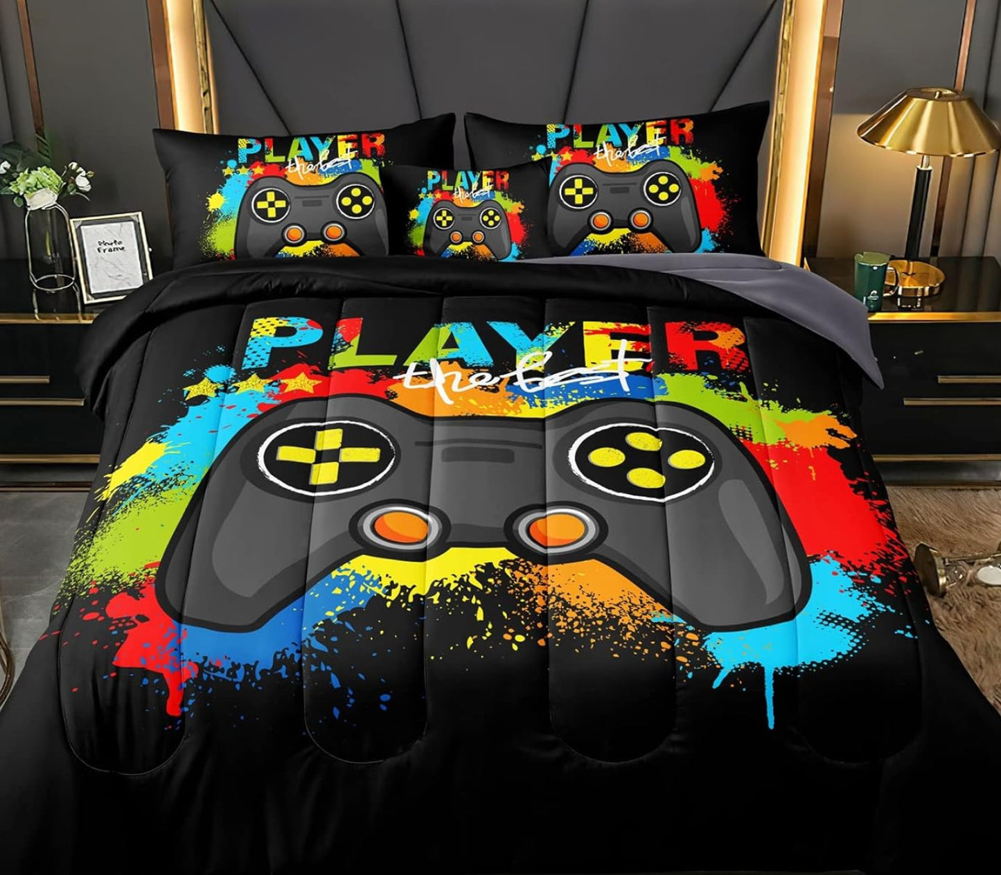 Dluxe Ave. ( TWIN ) 5 Pcs. Comforter Set/ Black