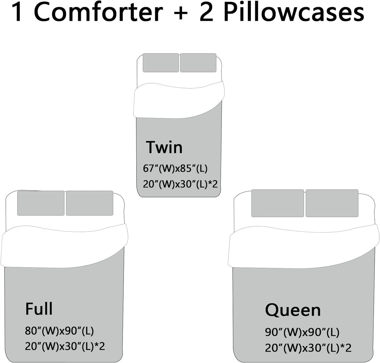 Dluxe Ave. ( QUEEN ) 3 Pcs Comforter and Bedding Set/ Multi- Color