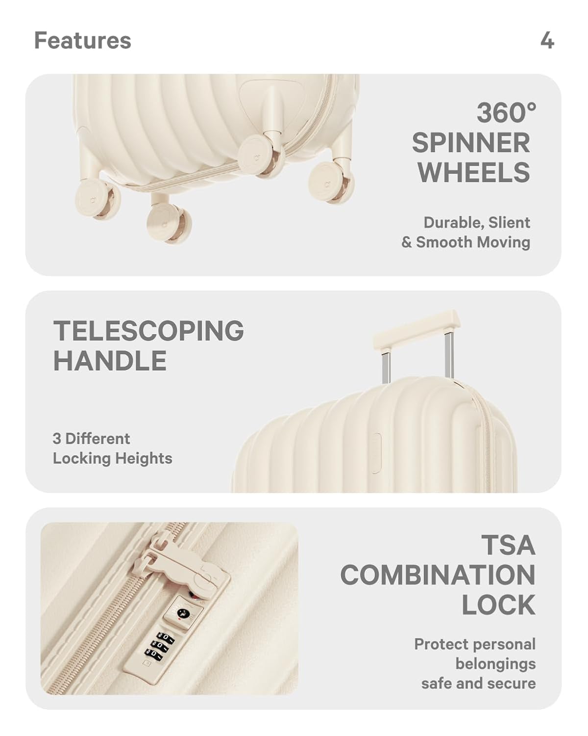 Dluxe Ave.Luggage Suitcases Set/Spinner Wheels/TSA Lock/ (White) 24+28 Inch