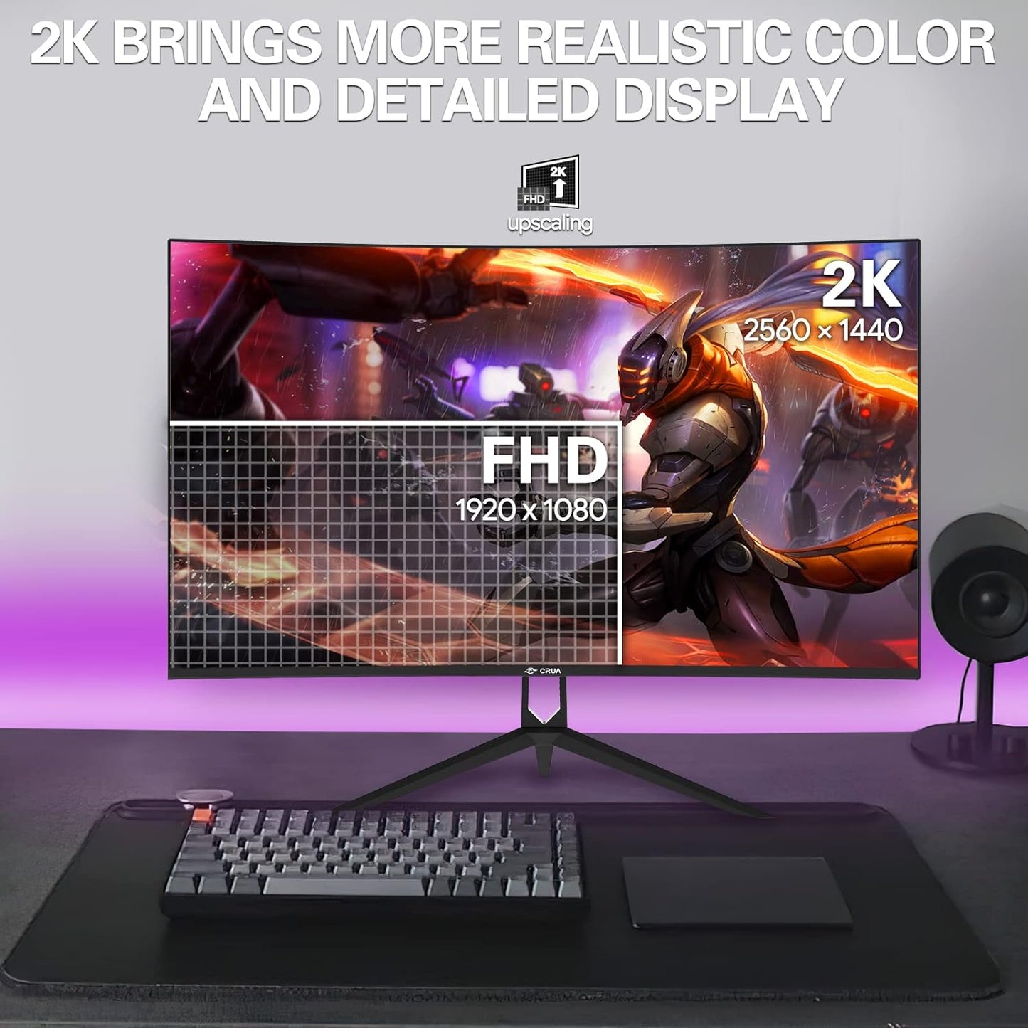 Dluxe Ave. CRUA 27" Curved Gaming Monitor QHD(2560x1440P) 144Hz/165Hz