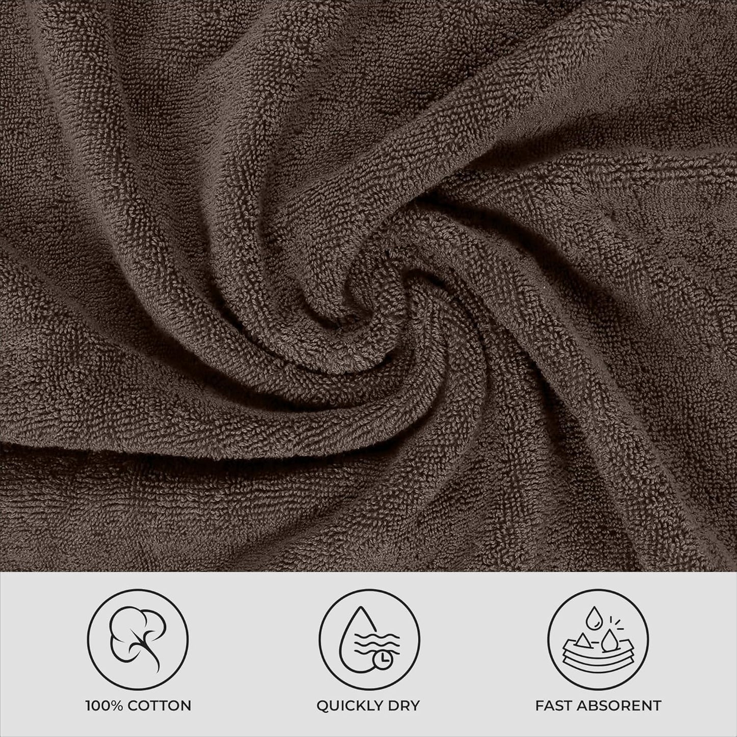 Dluxe Ave. Homes Perception Luxury 8 Pack Towel Set | 100% Cotton Towel | 600 GSM 2  (Dark Brown)