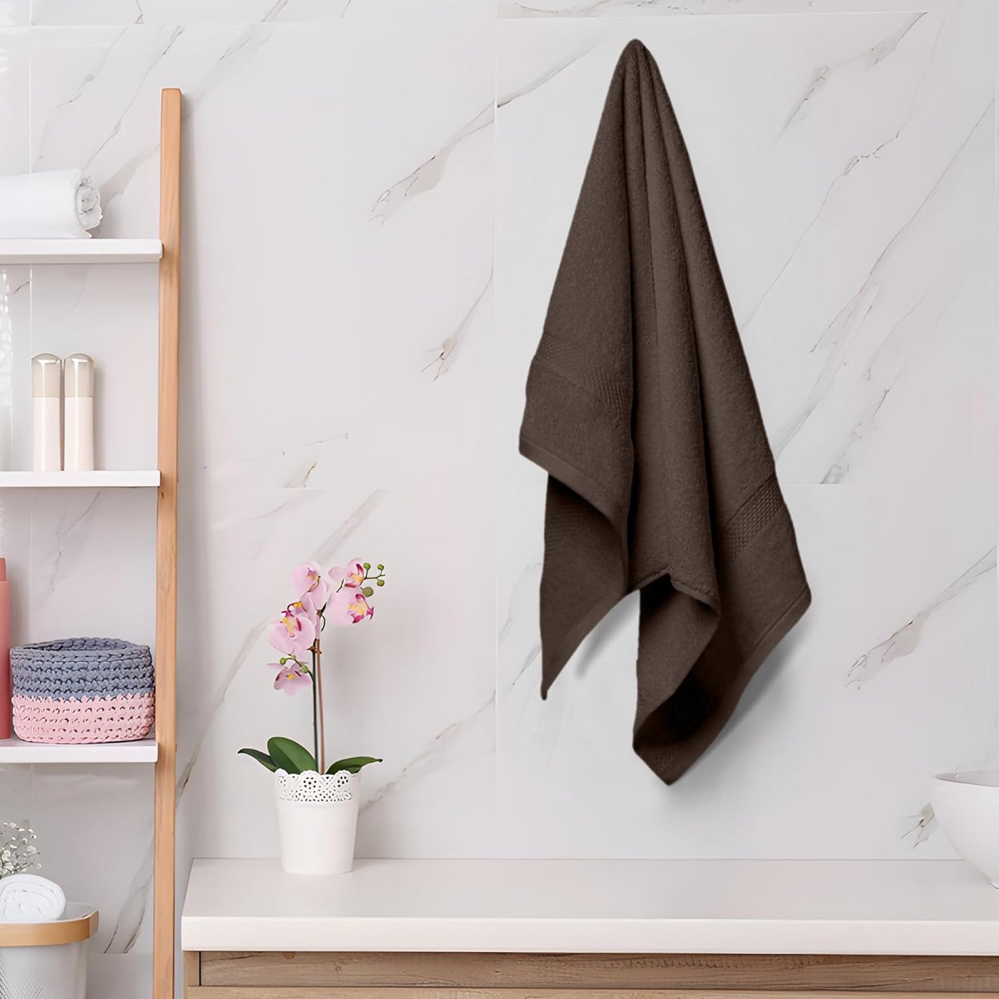 Dluxe Ave. Homes Perception Luxury 8 Pack Towel Set | 100% Cotton Towel | 600 GSM 2  (Dark Brown)