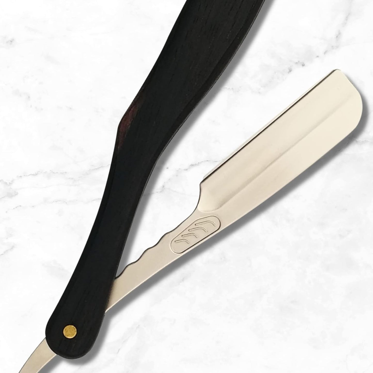 Dluxe Ave. Straight Razor/ Solid Wood Handle and Saki Shears Blade/ Ebony
