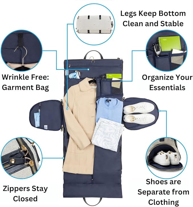 Dluxe Ave.  Convertible Garment Duffel for Travel/ with Shoe Pocket/ Shoulder Strap