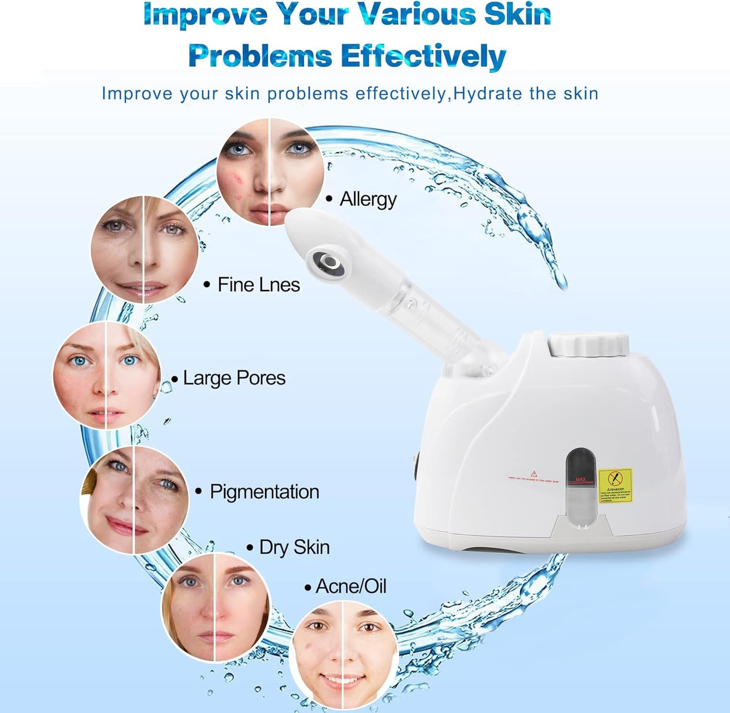 Dluxe Ave. Facial Steamers with 360° Rotatable Sprayer Face Steamer