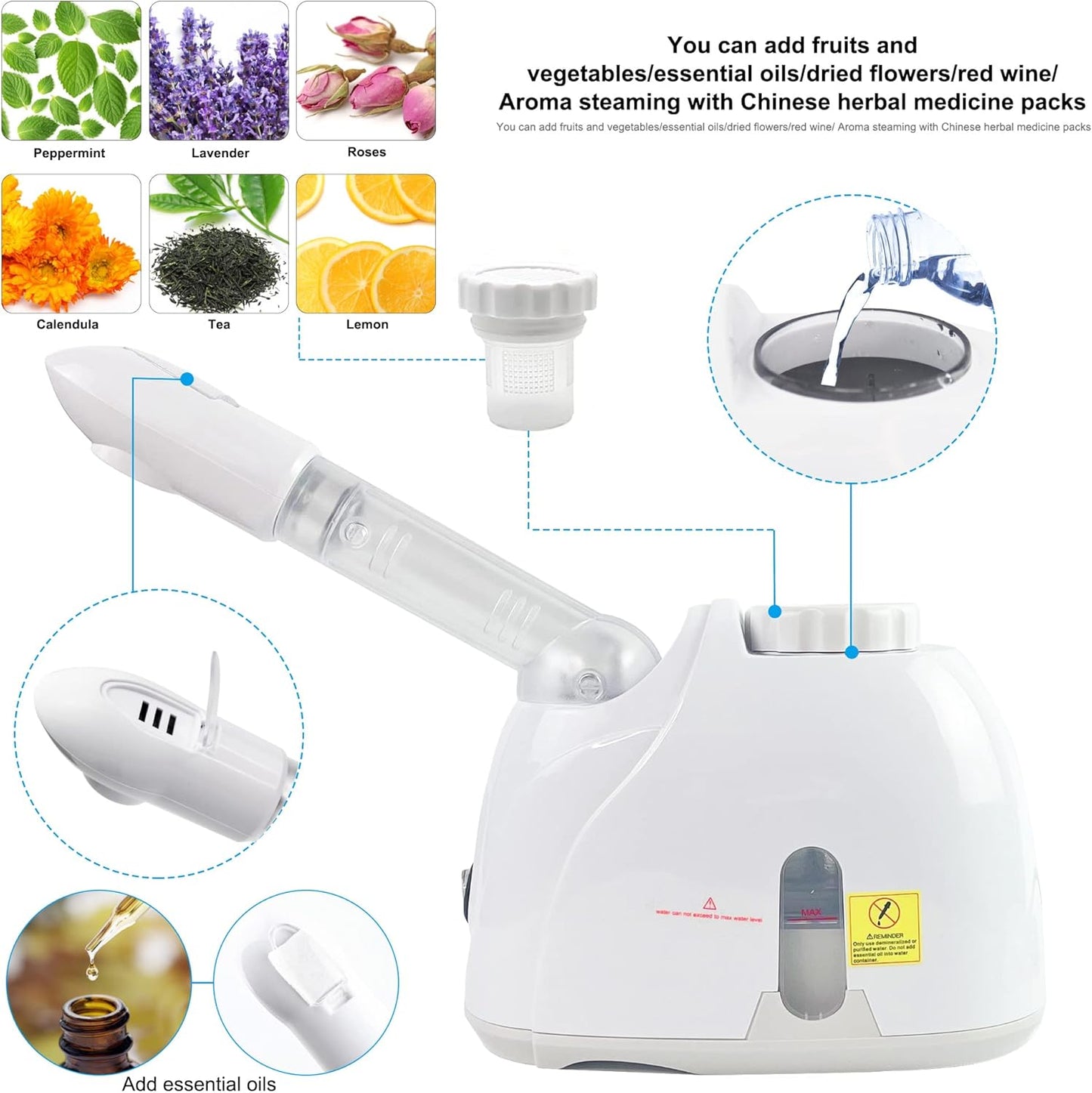Dluxe Ave. Facial Steamers with 360° Rotatable Sprayer Face Steamer