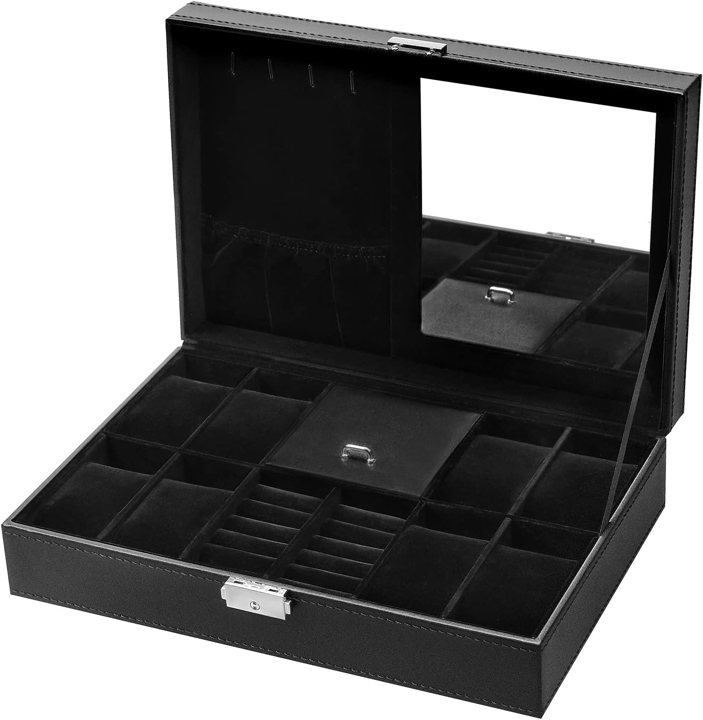 Dluxe Ave. Black Luxury PU Leather Watch Box Organizer