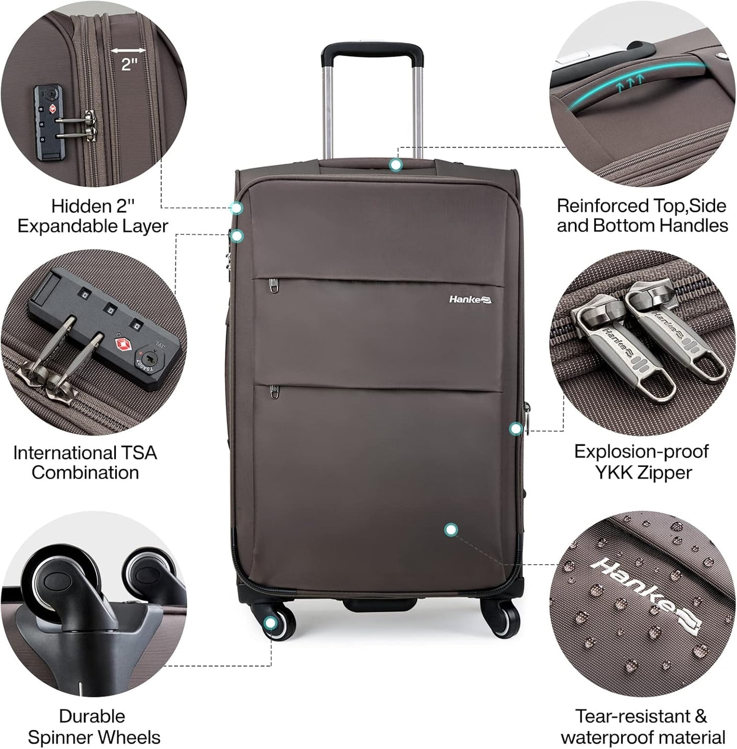 Dluxe Ave. 2 Piece Luggage Sets with Spinner Wheels/ Expandable/ (Coffee)