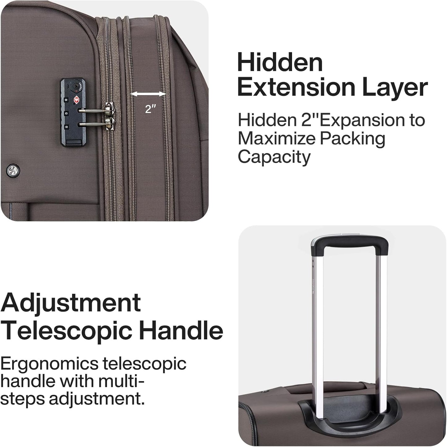 Dluxe Ave. 2 Piece Luggage Sets with Spinner Wheels/ Expandable/ (Coffee)