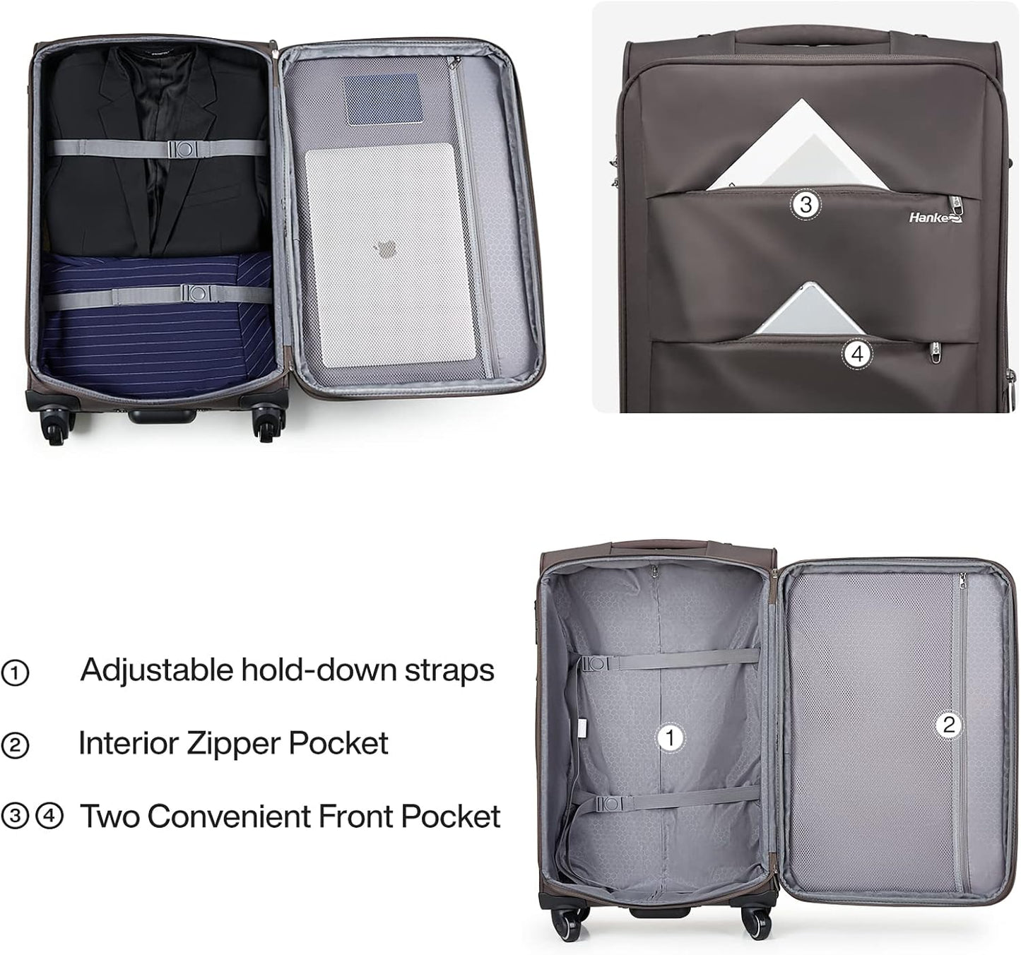 Dluxe Ave. 2 Piece Luggage Sets with Spinner Wheels/ Expandable/ (Coffee)