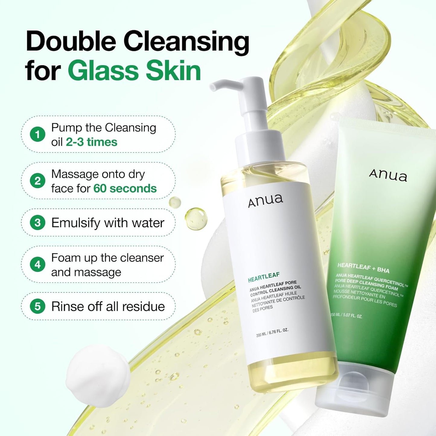Dluxe Ave. Anua Heartleaf Pore Control Cleansing Oil Oil Cleanser for Face Makeup Blackhead Remover Korean Skin Care 6.76 fl oz(200ml) (original)