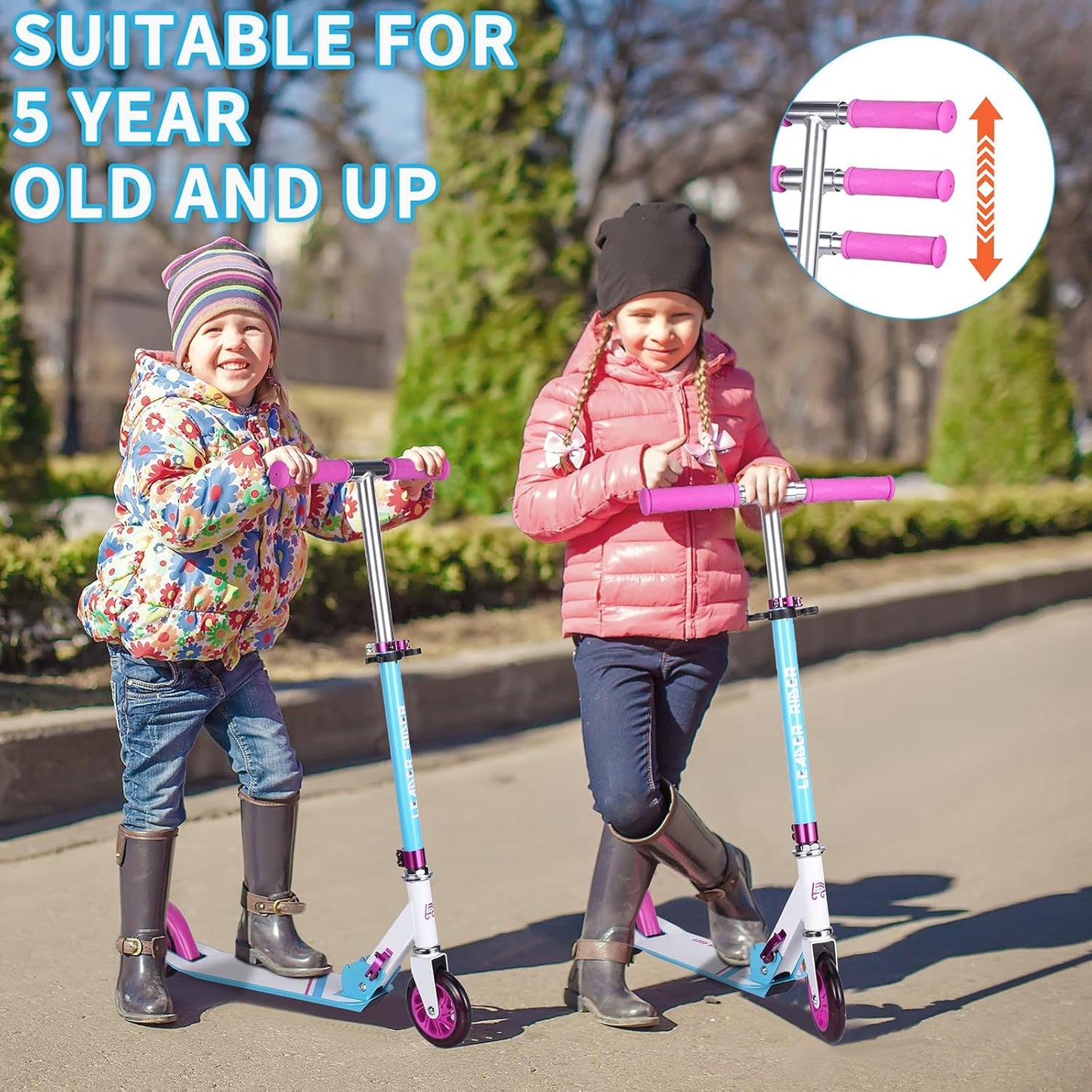 Dluxe Ave. Kick Scooter for Kids Ages 6-12 & Scooter for Teens 12 Years and Up- Big Wheel Scooter for Stability - 2 Wheel Scooter for Boys & Girls- Foldable Kick Scooter Adult - Up to 220 lbs