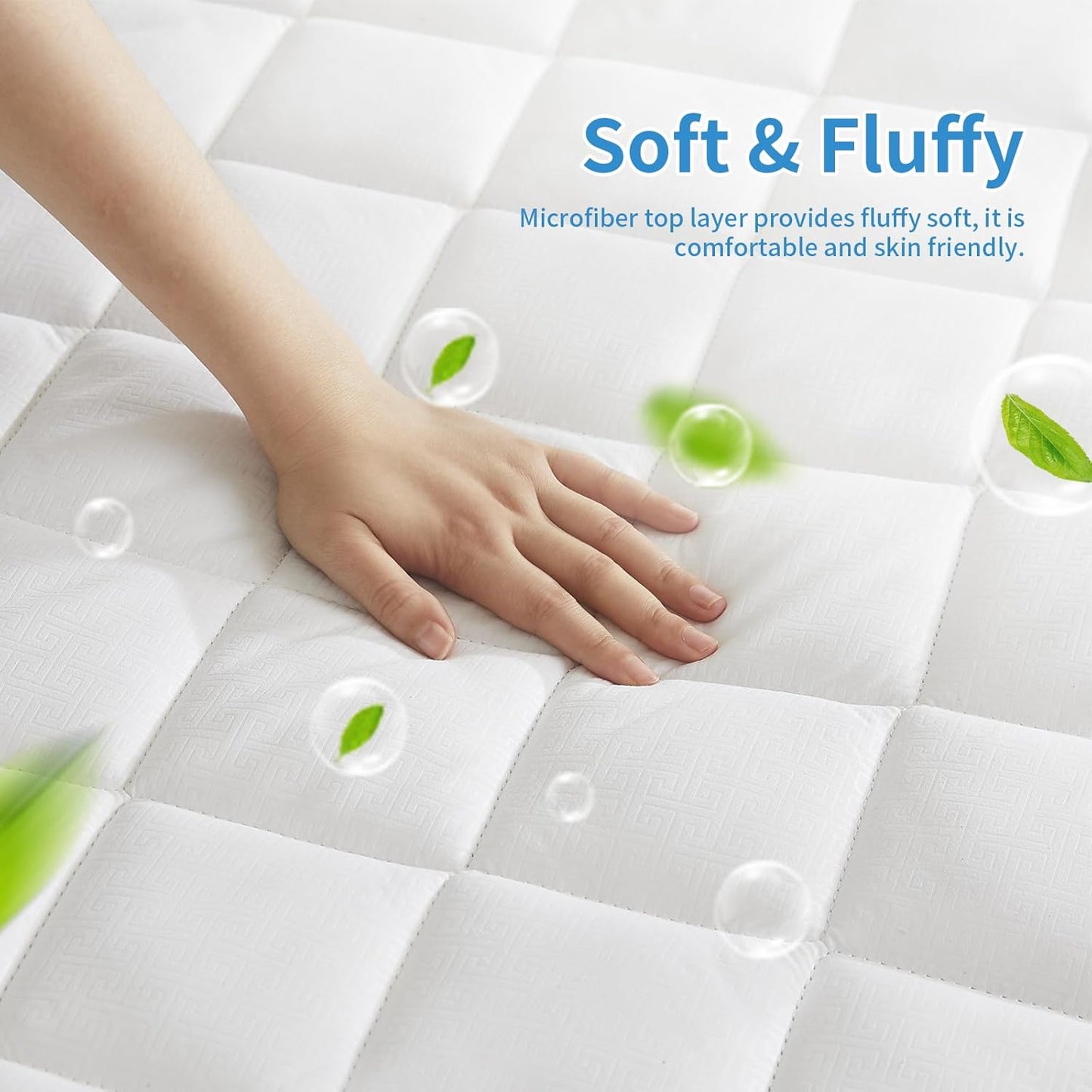 Dluxe Ave. ( KING ) Quilted Fitted Cooling Mattress Protector,Fitted 21 Inches, White