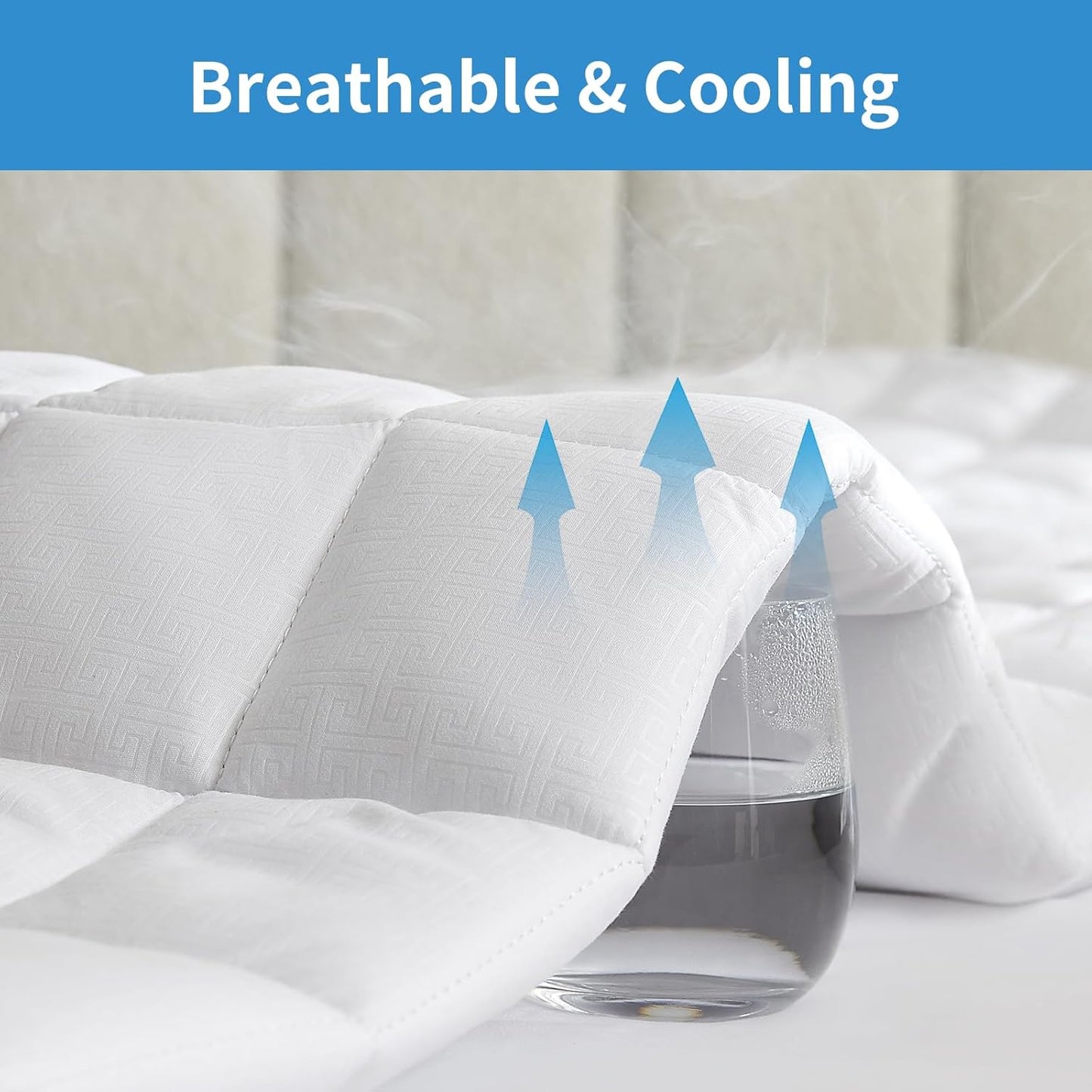Dluxe Ave. ( KING ) Quilted Fitted Cooling Mattress Protector,Fitted 21 Inches, White