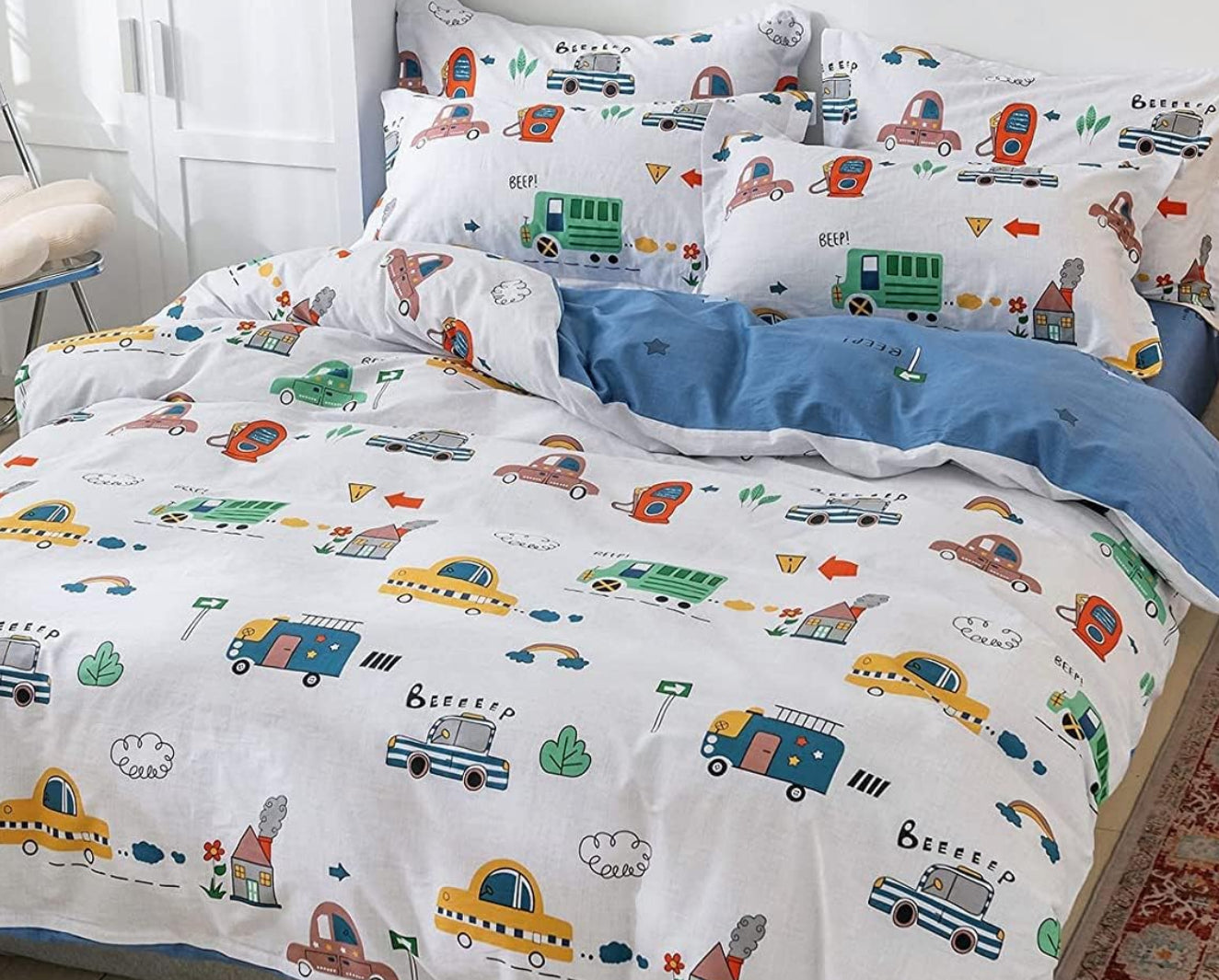 Dluxe Ave. ( QUEEN ) 3 Pcs {DUVET COVER} Set/ 100% Cotton