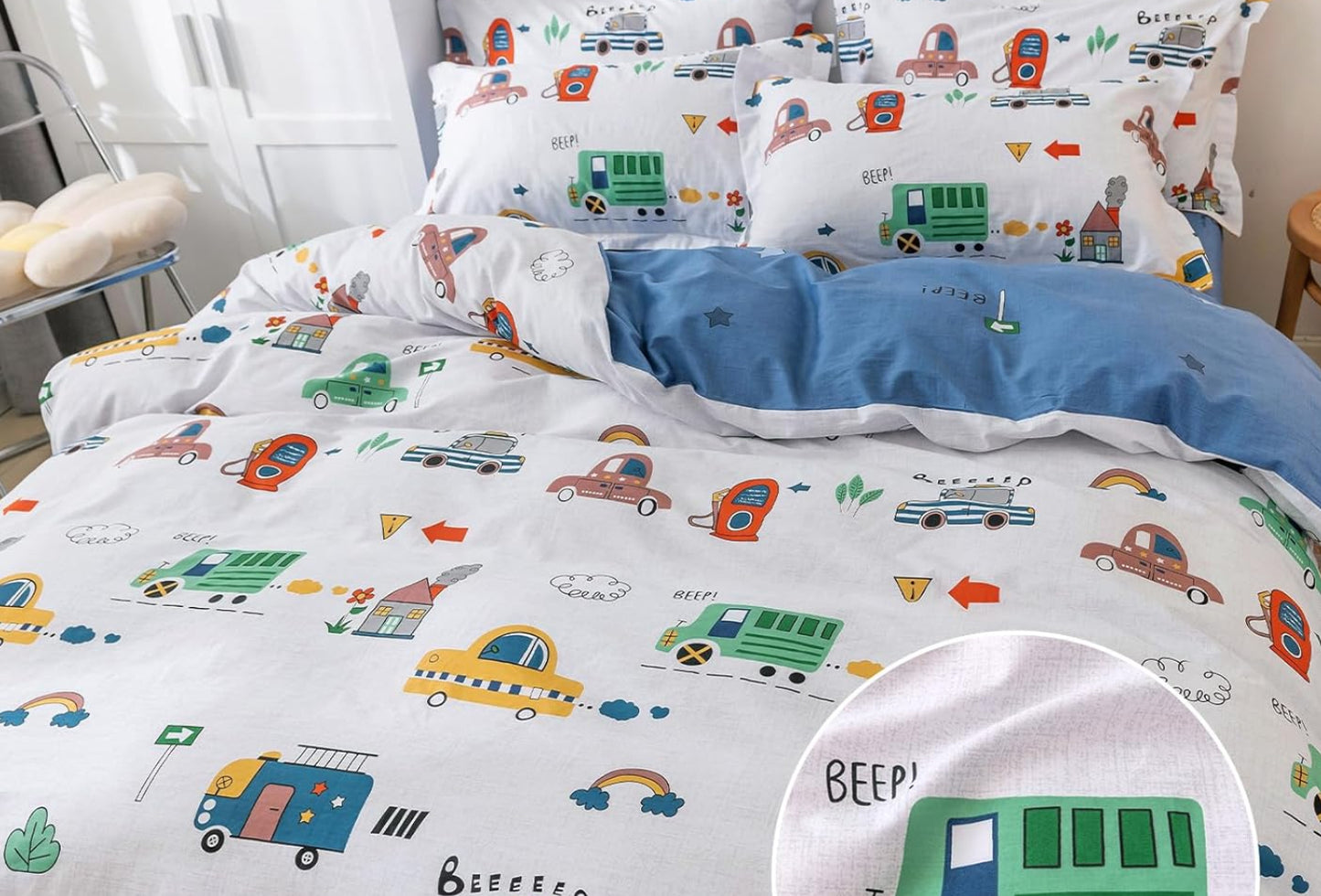 Dluxe Ave. ( QUEEN ) 3 Pcs {DUVET COVER} Set/ 100% Cotton