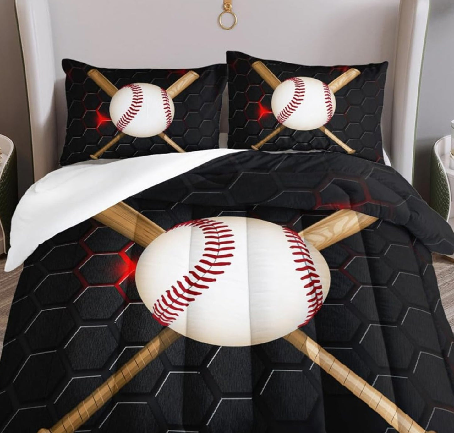 Dluxe Ave. ( FULL )  3Pcs Comforter Bedding Set, Black