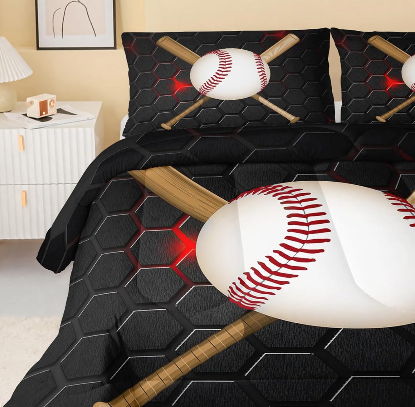 Dluxe Ave. ( FULL )  3Pcs Comforter Bedding Set, Black