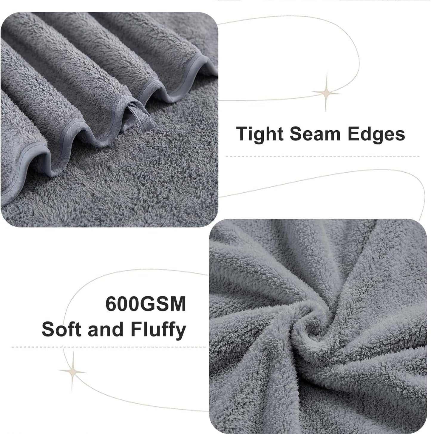 Dluxe Ave.Junsey Ultra Soft Bath Towels Set  Extra Large Bath Towels  (Dark Gray)