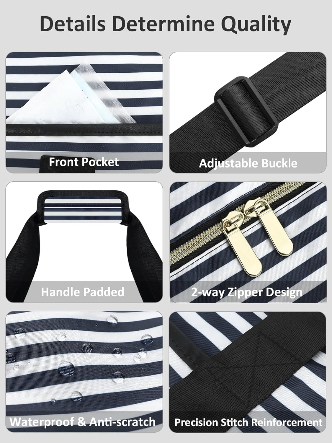 Dluxe Ave. Travel Duffle Bag/ Carry on Bag with Toiletry Bag/ (Blue Stripe) X-Large