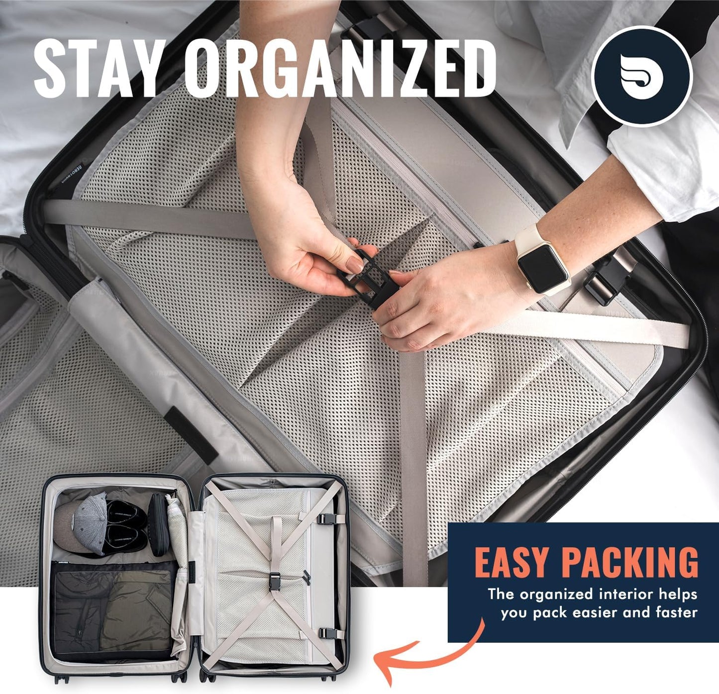 Dluxe Ave. Medium Checked Luggage with Spinner Wheels/Lightweight Hard Shell/TSA Lock/ ( Blue) 26.5"