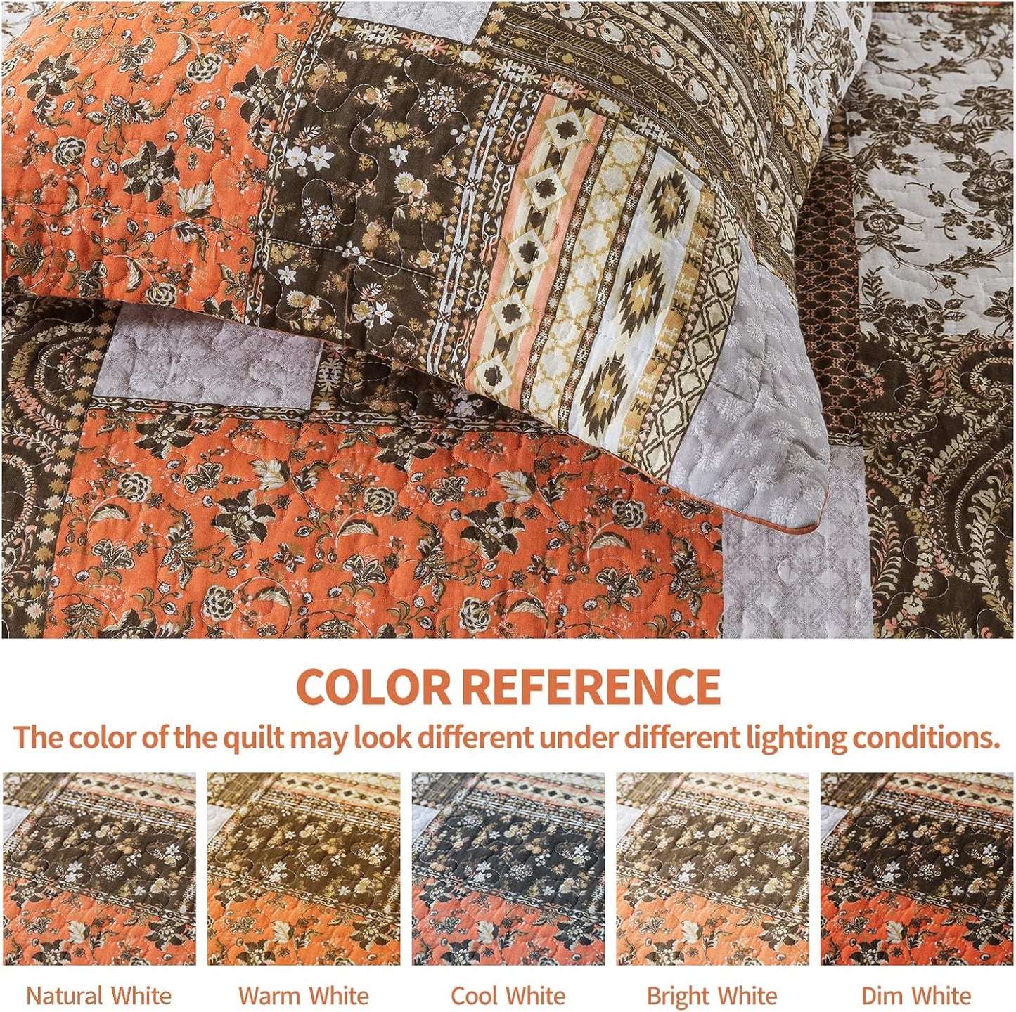 Dluxe Ave. ( QUEEN) Cotton Quilts 3-Pieces Quilt Bedding Set for All Season 90x98 In.