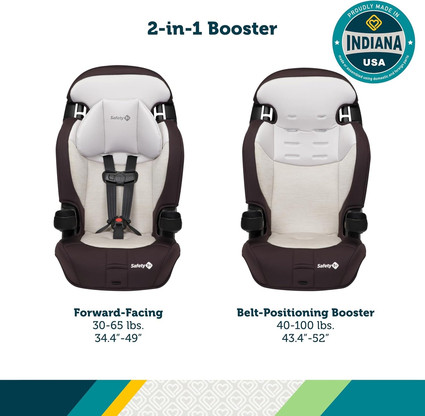 Dluxe Ave. 2-in-1 Booster Car Seat Forward Facing Car Seat with Harness/ High Back/ 30-65 Pounds
